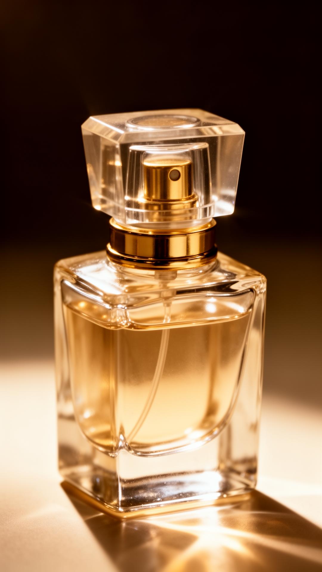 Perfume em luz dourada